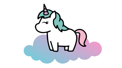 Cute unicorn on cloud