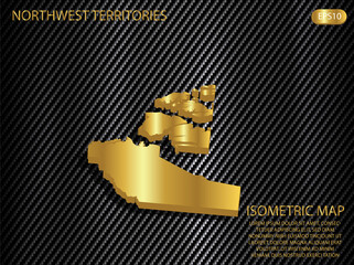 isometric map gold of Northwest Territories on carbon kevlar texture pattern tech sports innovation concept background. for website, infographic, banner vector illustration EPS10