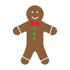 Christmas gingerbread man icon. Celebration cookies. Person silhouette. Cartoon design. Vector illustration. Stock image. 