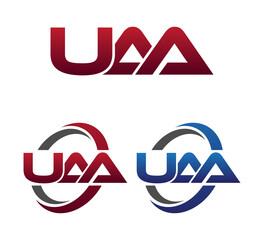 Modern 3 Letters Initial logo Vector Swoosh Red Blue UAA	
