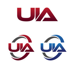 Modern 3 Letters Initial logo Vector Swoosh Red Blue UIA	

