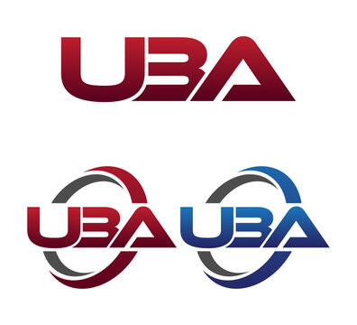 Modern 3 Letters Initial logo Vector Swoosh Red Blue UBA	
