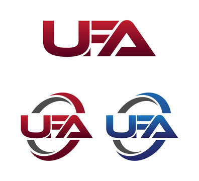 Modern 3 Letters Initial logo Vector Swoosh Red Blue UFA	
