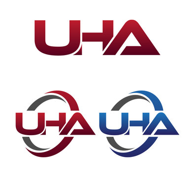 Modern 3 Letters Initial logo Vector Swoosh Red Blue UHA	

