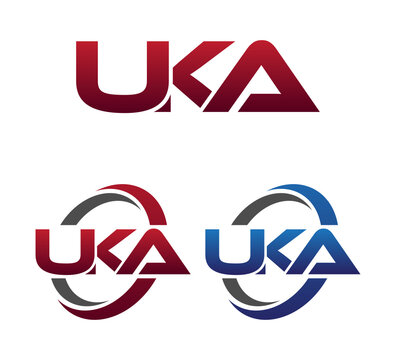 Modern 3 Letters Initial logo Vector Swoosh Red Blue UKA	
