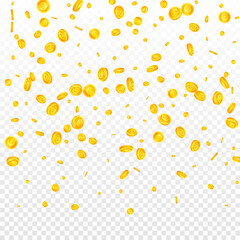 European Union Euro coins falling. Excellent scattered EUR coins. Europe money. Dramatic jackpot, wealth or success concept. Vector illustration.