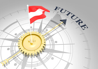 Global business concept. Waved flag of Austria