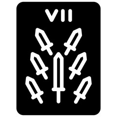 seven of swords solid icon