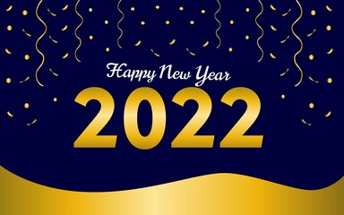 Happy new year 2022 background design in blue and gold colors. designs for banner and cover templates.