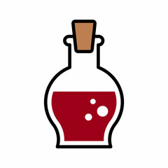 red liquid potion with cork flat vector icon