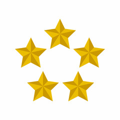 golden five stars ranking vector icon 