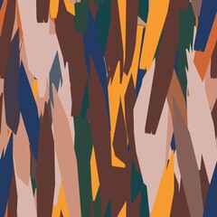 Seamless funky expressive and energetic paper cut out collage surface pattern design for print. High quality illustration. Surreal and dramatic vivid stylish artistic graphic design. Strange geo camo.