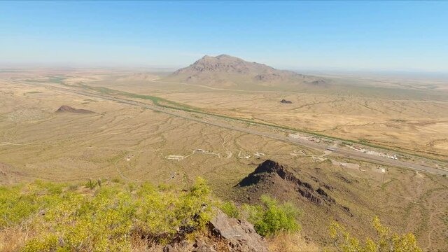 Panoramic View Of Desert Inside The State Park Of Picacho Peak In Pinal County, Arizona, United States. Panning