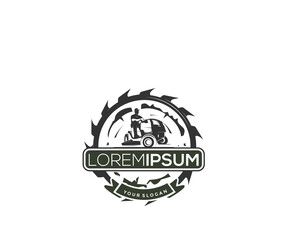 silhouette logo design people cutting grass