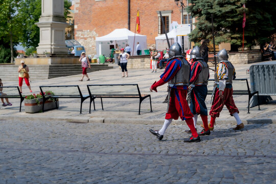 Sandomierz, woj.świętokrzyskie Poland - 06.27.2021: Changing of the guard in Sandomierz.