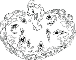 vector Cute cartoon carp graduate teacher student attending class education