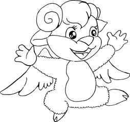 vector Cute cartoon sheep with wing