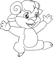 vector Cute cartoon sheep happy