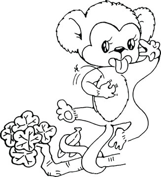 vector Cute cartoon monkey make a funny face