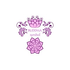Buddha symbol beautiful pink lotus or waterlily  flower and Sahasrara crown chakra symbol for logo template with floral decoration