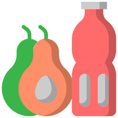 Vector avocado juice flat icon, food and drink related 64x64 Pixel, whitebackground