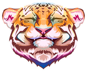 Cute tiger head smile symbol 2022 chinese calendar year