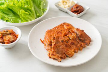 grilled pork marinated Kochujang sauce in Korean style with vegetable and kimchi