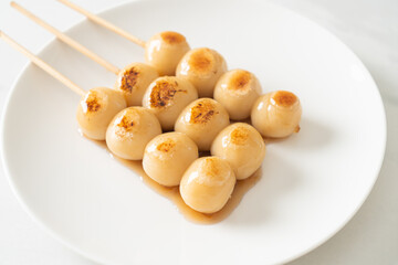 Mitarashi dango. Dumpling in a sweet soy sauce