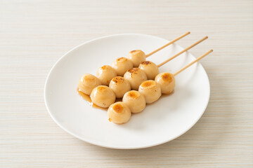 Mitarashi dango. Dumpling in a sweet soy sauce