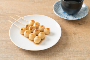 Mitarashi dango. Dumpling in a sweet soy sauce