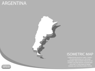 white isometric map of Argentina elements gray
 background for concept map easy to edit and customize. eps 10