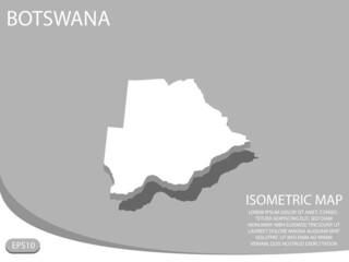 white isometric map of Botswana elements gray
 background for concept map easy to edit and customize. eps 10