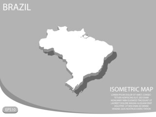 white isometric map of Brazil elements gray
 background for concept map easy to edit and customize. eps 10