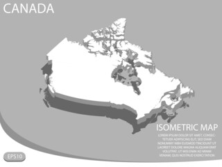 white isometric map of Canada elements gray
 background for concept map easy to edit and customize. eps 10