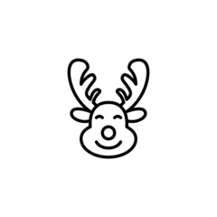 Cartoon style Santa reindeer. Christmas pixel perfect, editable stroke vector icon