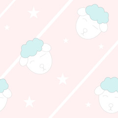 Cute sheep seamless pattern.Vrctor illustration