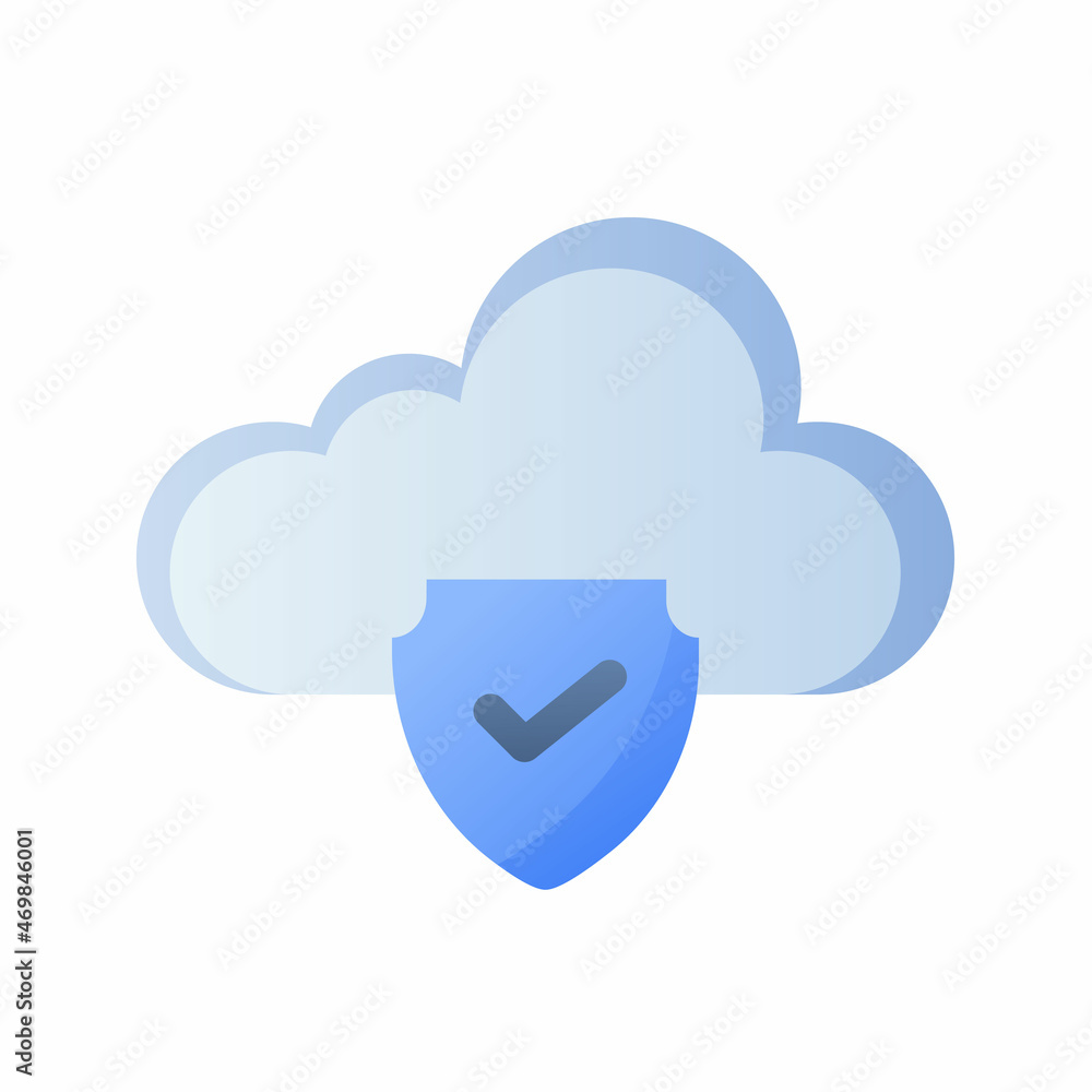 Aufkleber cloud shield security verified and secured single isolated icon with smooth style
