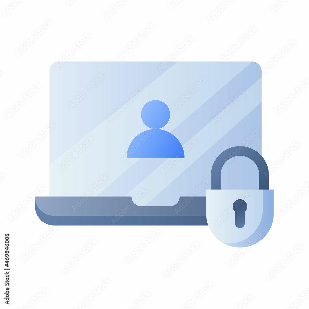 Poster laptop security user data protection single isolated icon with smooth style