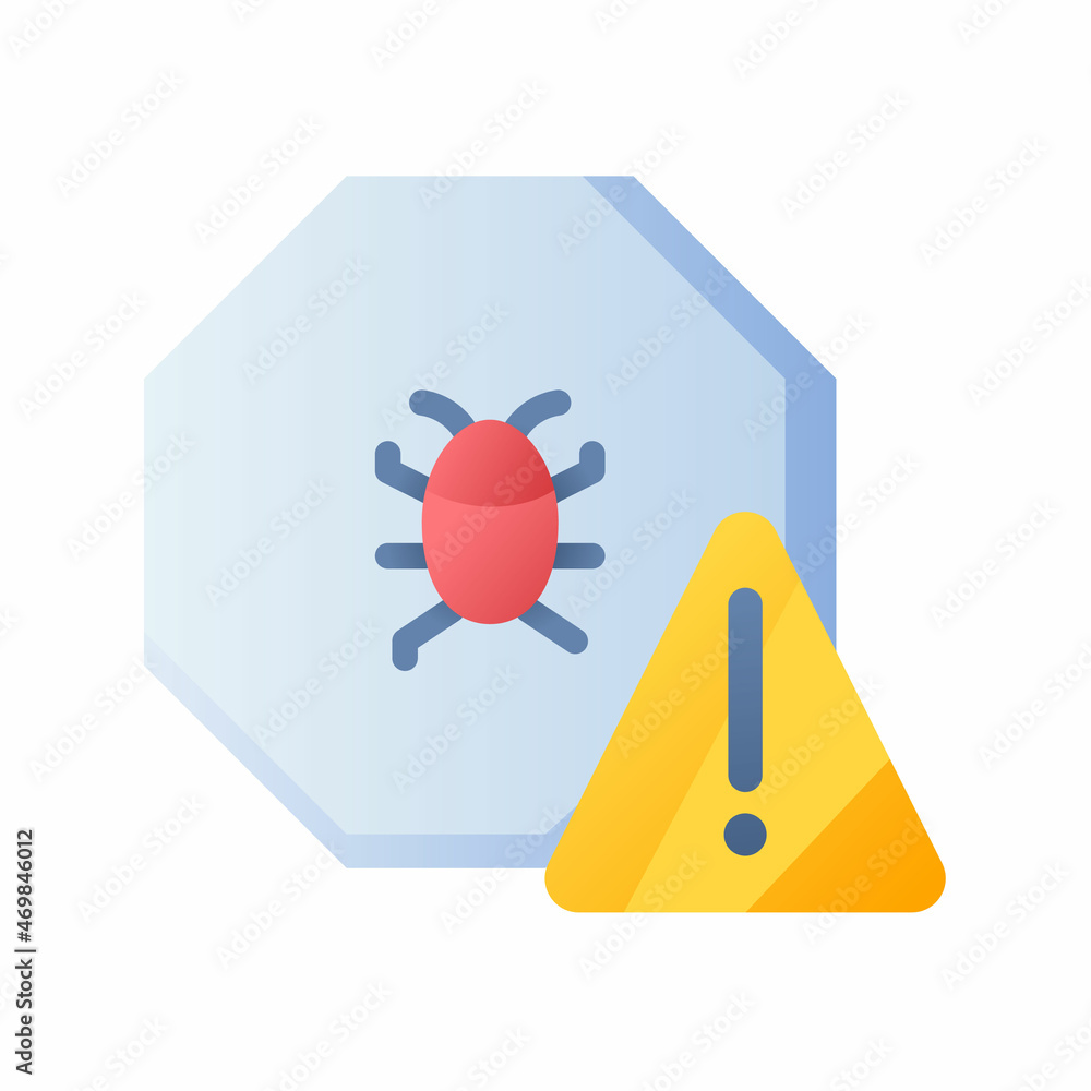 Poster warning sign bug alert danger single isolated icon with smooth style