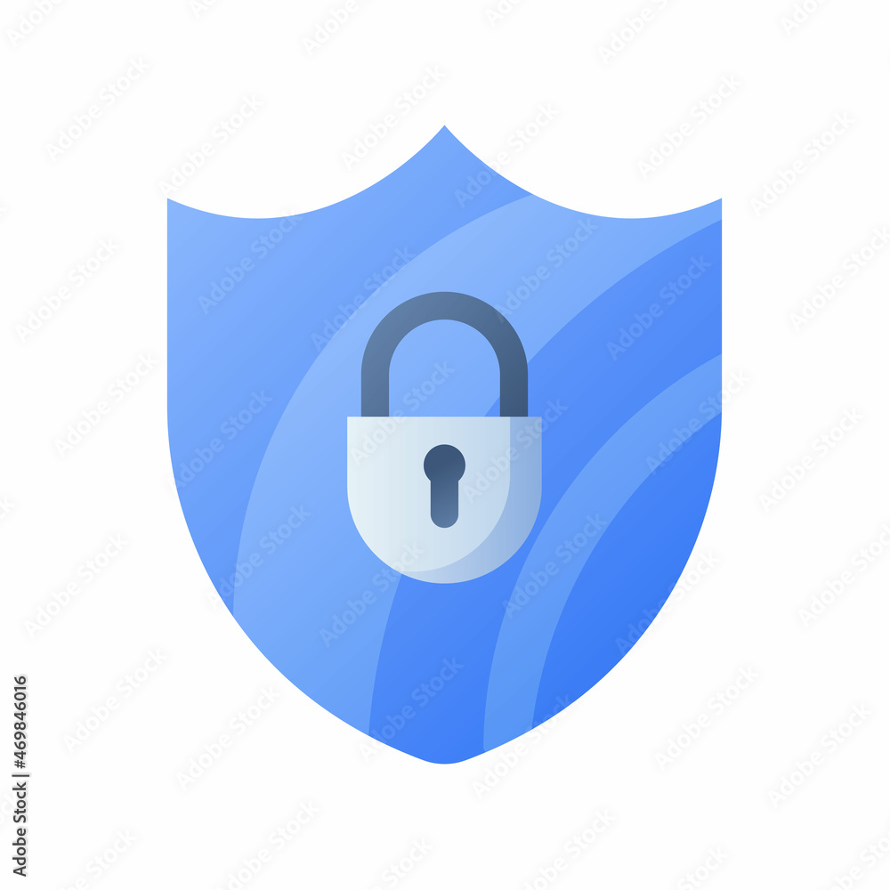 Poster protection shield security lock single isolated icon with smooth style