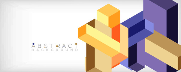 Fototapeta premium Abstract background. 3d cubes, cubic elements and blocks. Techno or business concept for wallpaper, banner, background, landing page
