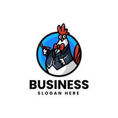 Vector Logo Illustration Rooster Mascot Cartoon Style.
