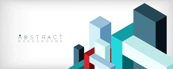 Abstract background. 3d cubes, cubic elements and blocks. Techno or business concept for wallpaper, banner, background, landing page