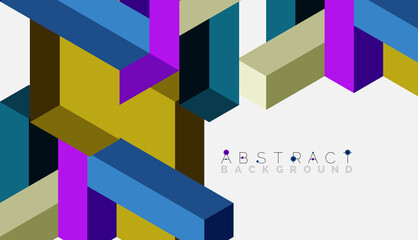 Abstract background. 3d cubes, cubic elements and blocks. Techno or business concept for wallpaper, banner, background, landing page