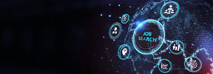 Business, Technology, Internet and network concept. Job Search human resources recruitment career.  3d illustration