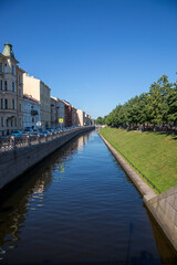 View of the Admiralty canal near the city park "New Holland" in St. Petersburg