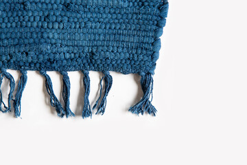 Indigo Woven carpet
 isolated on white background.