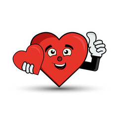 Heart mascot cartoon character. illustration flat style. design template vector