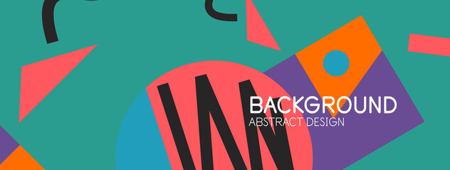 Abstract background. Blocks, lines, triangles, circles composition. Techno or business concept for wallpaper, banner, background, landing page