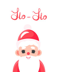 Postcard with Santa Claus and the inscription ho-ho, the symbol of the new 2022. New Year's and Christmas. Vector illustration for banner, internet, decor, design, art, calendar, invitation card.